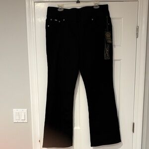 DG2 by Diane Gilman Virtual Stretch Denim Comfort Waist Bootcut Jean XL Black